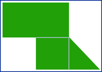 Garden layout showing shapes only: rectangle, square and triangle.